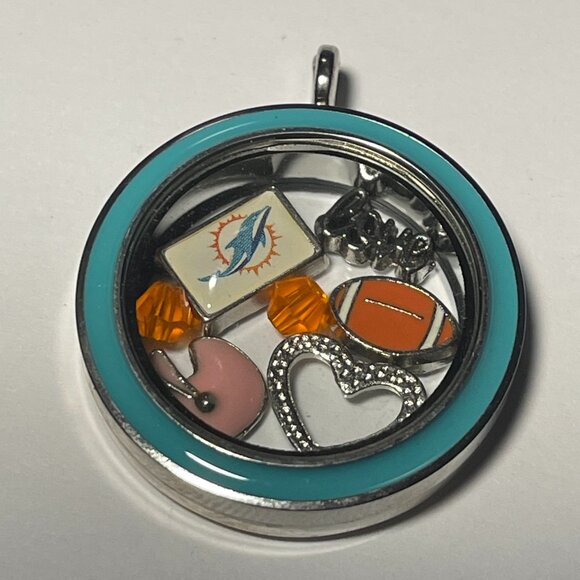 Miami Dolphins NFL Memory Charm Locket NEW - Picture 1 of 3